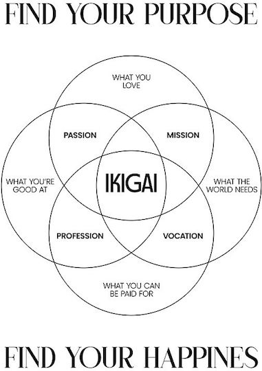 Плакат Цитат Ikigai Pq138 21см X 30см Бяла Рамка PVC
