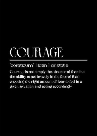 Quote Poster Courage Aristotle Pq143 21cm X 30cm Λευκό Κάδρο Pvc