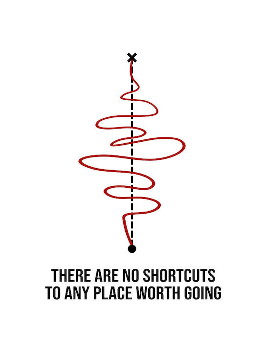 Quote Poster No Shortcuts Pq183 21cm X 30cm Κορνίζα Φυσικό Ξύλου Μπεζ