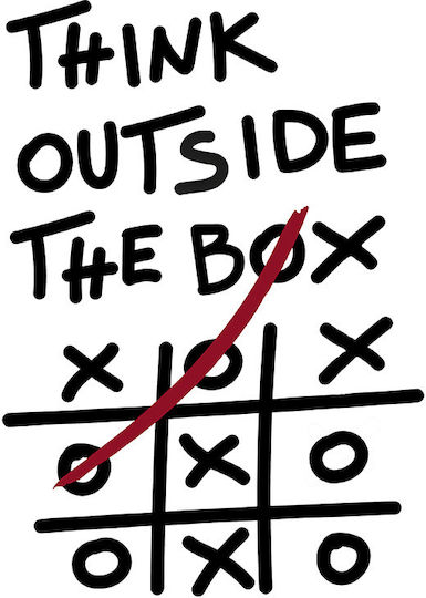 Zitat Poster Think Outside Box Pq188 30cm x 40cm Rahmen aus Hölzern Braun
