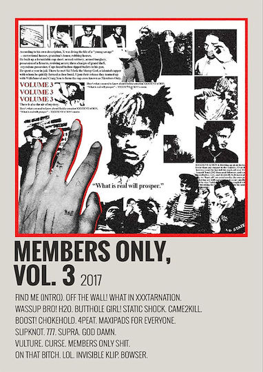 Musik Gemälde Members Only Vol 3 Xxxtentacion Ms713 21cm x 30cm Weißer Kunststoffrahmen
