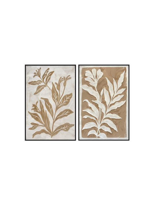 Artekko Canvasia Μπεζ Πίνακες Καμβά Μαύρη Κορνίζα 60x3.6x90 Cm 2pcs 60cm X 3.6cm X 90cm