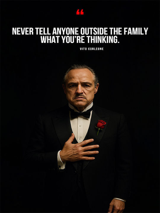 Quote Poster Sharing Thoughts Vito Corleone Pq195 21cm X 30cm Μαύρη Ξύλινη Κορνίζα