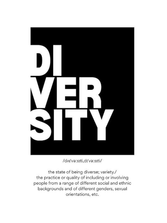 Quote Poster Diversity Pq194 60cm X 90cm Natural Wooden Frame Beige