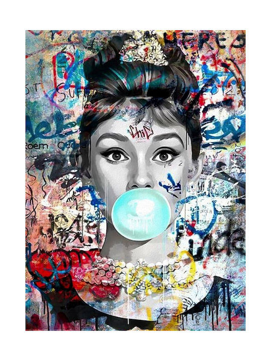 Canvas Painting Blue Bubble Gum 60x90 Cm