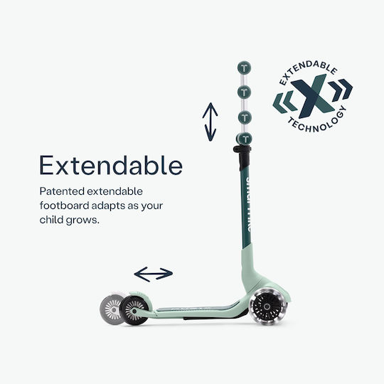 SmarTrike Παιδικό Πατίνι Αναδιπλούμενο Xtend LED Mini Ride Τρίτροχο με Κάθισμα για 9+ Ετών Πράσινο 2501304