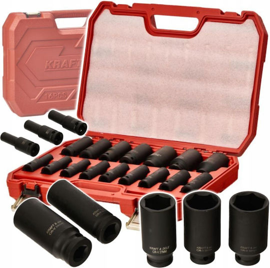 Kraft & Dele Căpăcei Pneumatic - Pneumatic cu Patrat de Prindere 1/2" Set 16buc