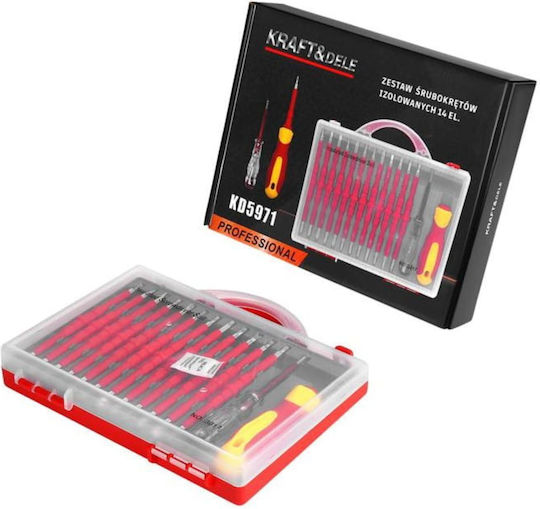 Set 14 Insulated Screwdrivers Kraft&Dele Up To 1000V AC KD5971