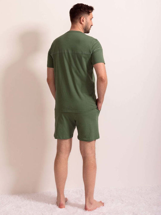 Sofiaman Pijama Bărbătească de Vară din Bumbac Verde