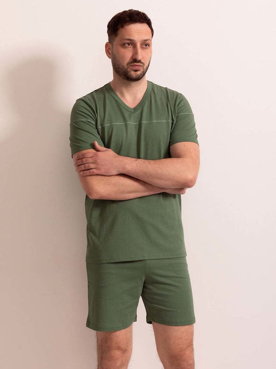 Sofiaman Pijama Bărbătească de Vară din Bumbac Verde