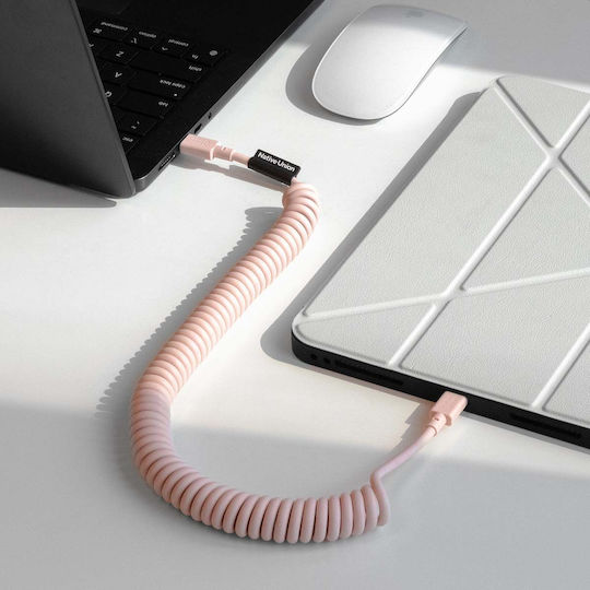 Native Union Usb-c Zu Usb-c Kabel 60w Spiral 1.2m Pop Series Schnelles Laden Rosa