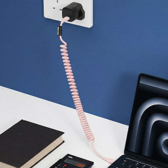 Native Union Usb-c Zu Usb-c Kabel 60w Spiral 2.4m Pop Serie Schnelles Laden Rosa
