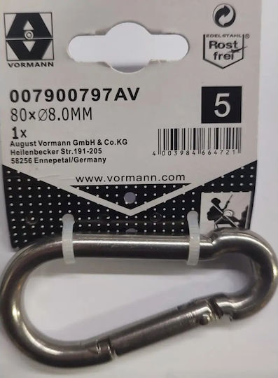 Edelstahl Karabiner Vrn 8mm 80x11,5/7,5