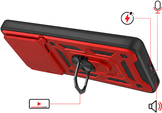 Mayaxess Ring Case Redmi Note 15 5g Sliding Camera Cover Red