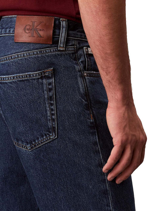 Men's Jeans Pants Regular Tapered Fit Dark Aged Denim