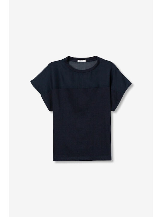 Women's Short Sleeve Blue Blouse