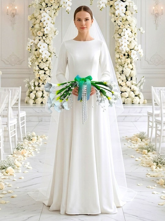Pearl Grace Purse-style Bridal Bouquet White Calla Lilies Pearl Handle Elegant Modern