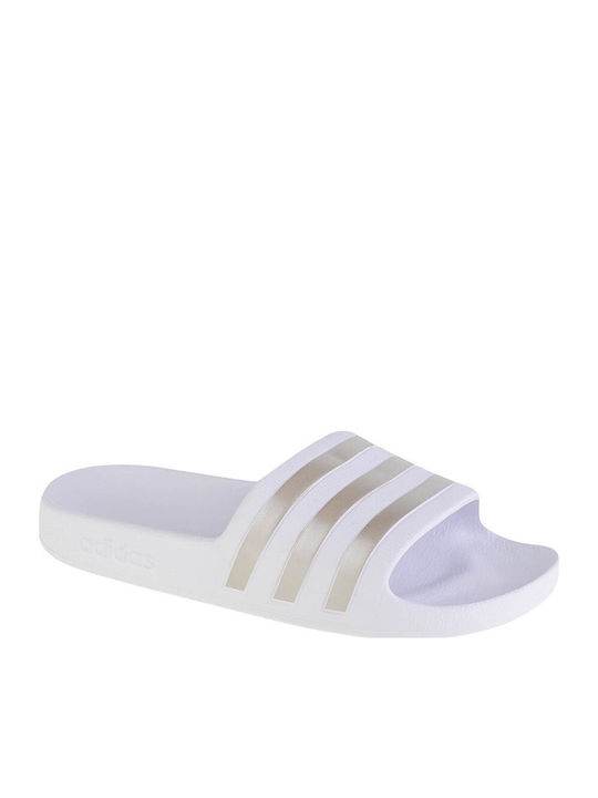 Adilette Aqua Men's Slides Cloud White / Platinum Metallic