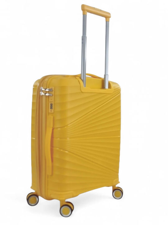 Playful Bags Cabin Travel Suitcase Hard Yellow with 4 Wheels Height 55cm