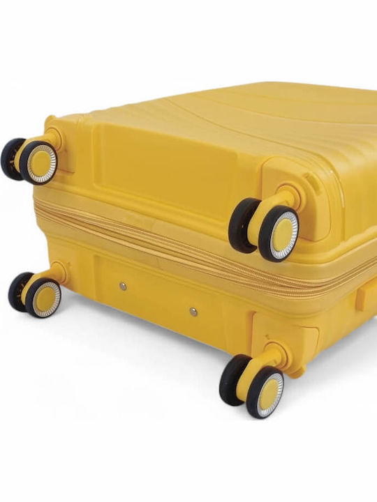 Playful Bags Cabin Travel Suitcase Hard Yellow with 4 Wheels Height 55cm