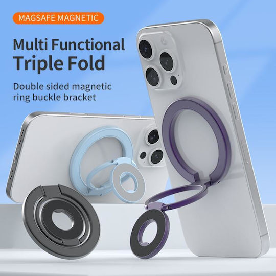 Triple Foldable Magnetic Phone Case Magsafe Double Sided Purple