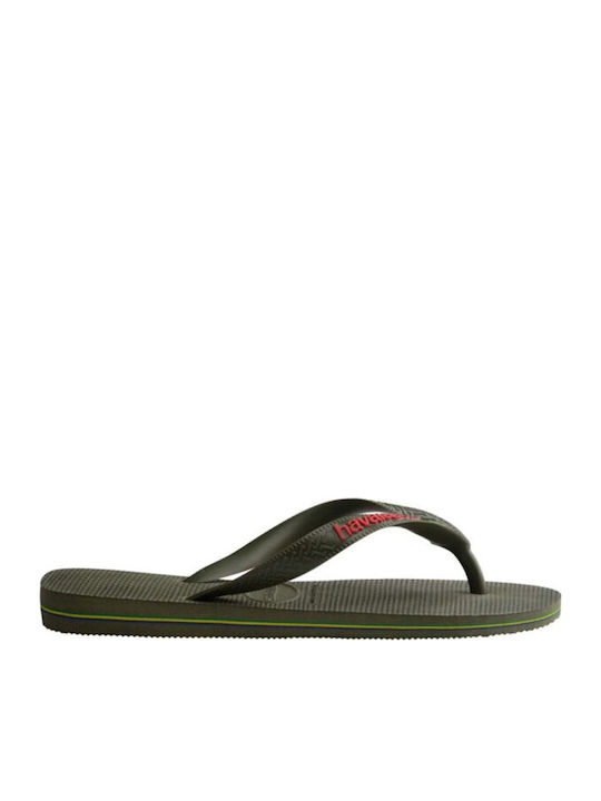 Havaianas Brasil Logo Flip Flops Χακί