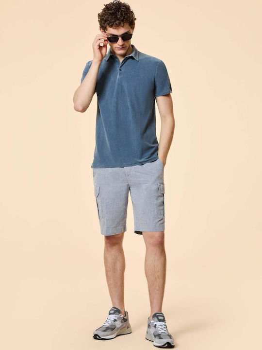 Polo Bluza Cu Mâneci Scurte Albastră