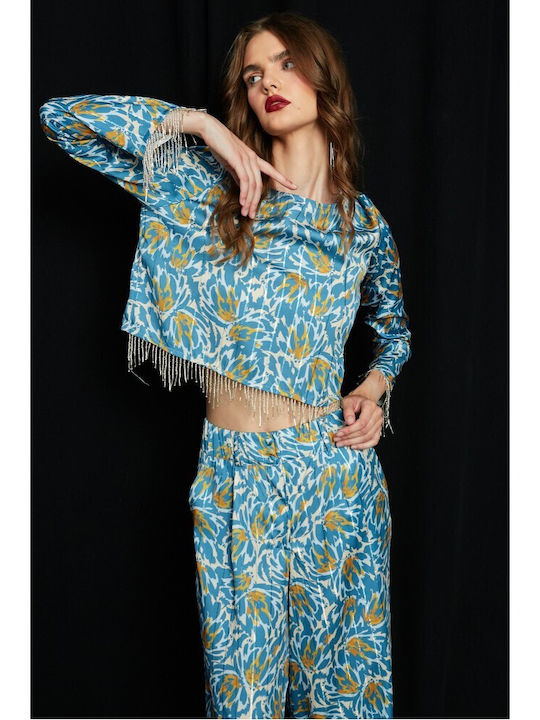 Women's Crop Top Petrol Blue