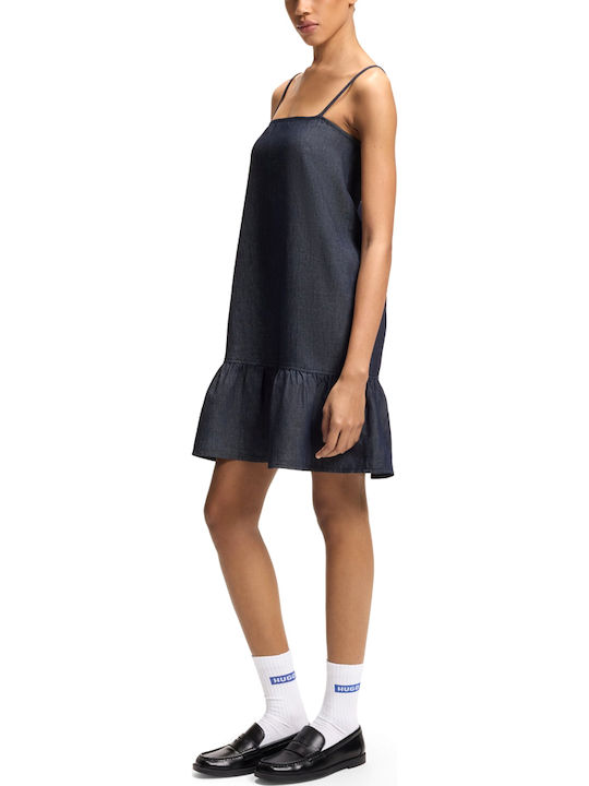 Καλοκαιρινό Mini Φόρεμα Τζιν με Βολάν Blue