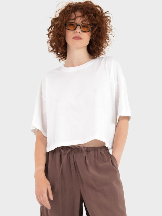Дамска Crop Тениска Бяла