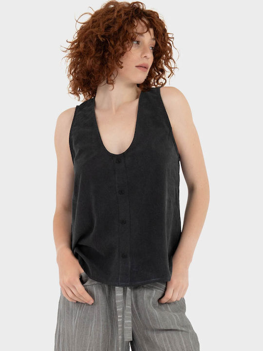 Black & Black Дамска Блуза Без Ръкави Black