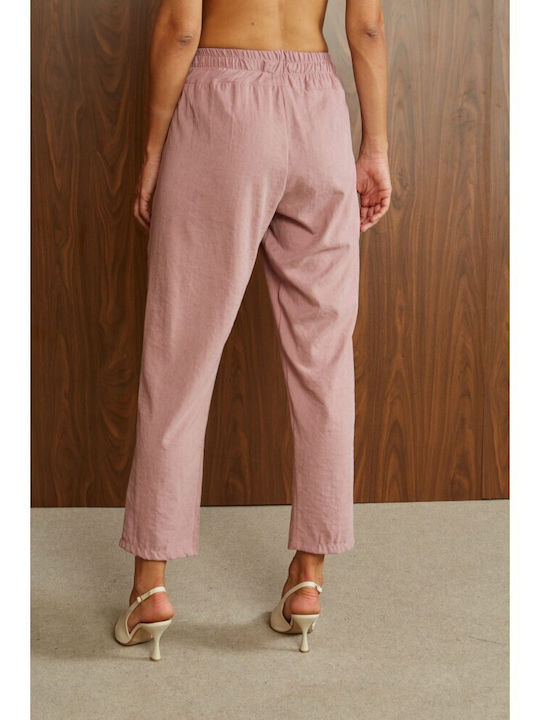 Women's Fabric Trousers Pink