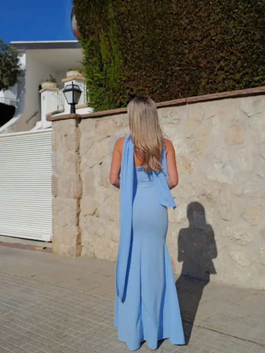 Maxi Φόρεμα για Γάμο / Βάπτιση Strapless Γαλαζιο