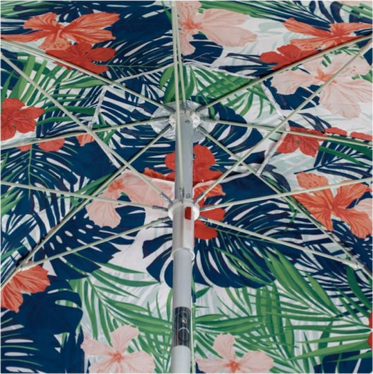 Folding Beach Umbrella Diameter 2m With Air Duct Tropical Flowers