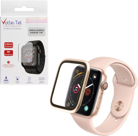 Volte-tel Tempered Glass Apple Watch 4 5 6 Se 44mm 3d Curved Aluminium 1.78'' 0.30mm Full Cover & Installation Tool Gold 5205308416927