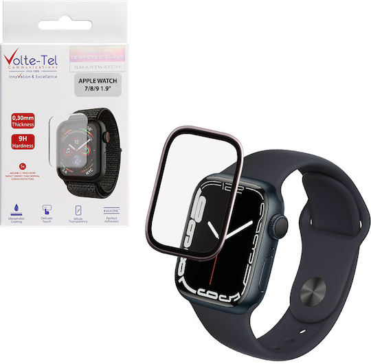 Volte-tel Tempered Glass Apple Watch 7 8 9 45mm 3d Curved Aluminium 1.9'' 0.30mm Full Cover & Installation Tool Starlight 5205308417030