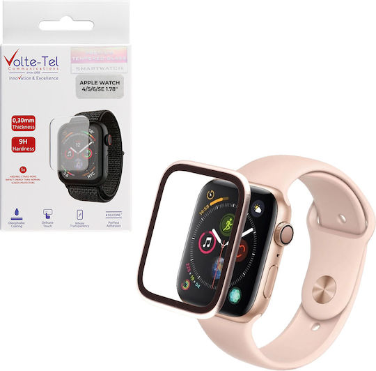 Volte-tel Tempered Glass Apple Watch 4 5 6 Se 44mm 3d Curved Aluminium 1.78" 0.30mm Full Cover & Installation Tool Starlight Volte-tel