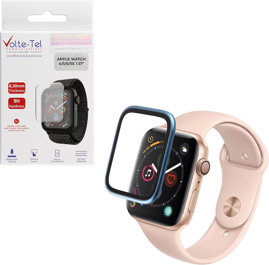 Volte-tel Tempered Glass Apple Watch 4 5 6 Se 40mm 3d Curved Aluminium 1.57'' 0.30mm Full Cover & Installation Tool Blue 5205308416866