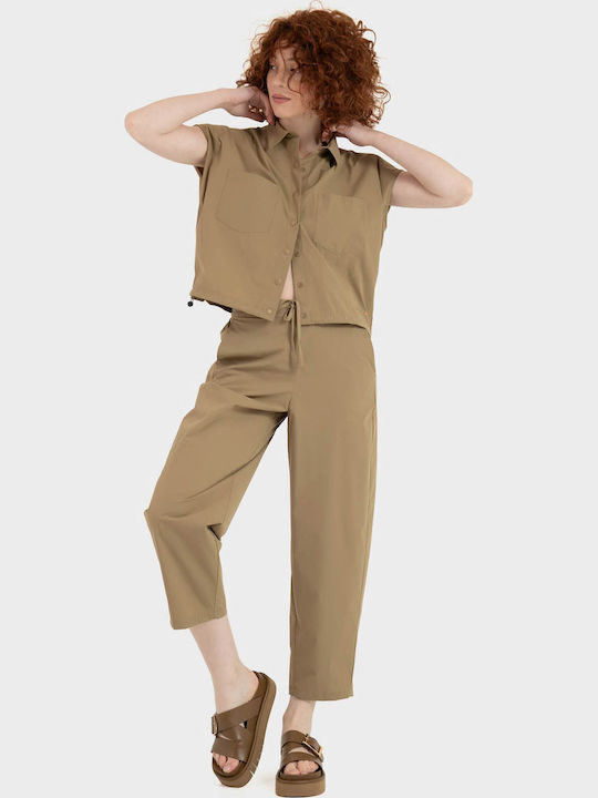 Short Sleeve Women's Shirt Beige