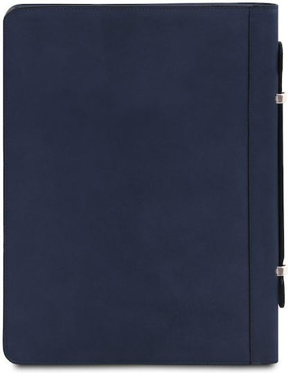 Leather Document Briefcase Handle Cesare Dark Blue