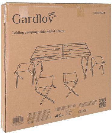 Gardlov Aluminum Table Set for Camping Folding in Case 36x27x33.5cm Brown