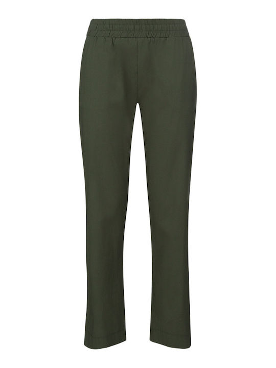 Damen Stoffhose mit Gummiband Chaki
