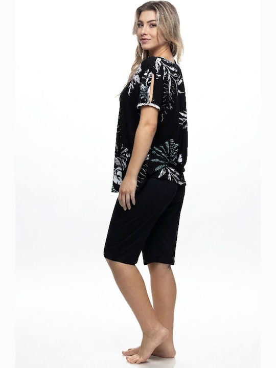 Galaxy Summer Women's Cotton Pyjama Set Black