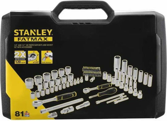 Stanley Set de chei tubulare și clichet 1\4" & 1\2" 38buc