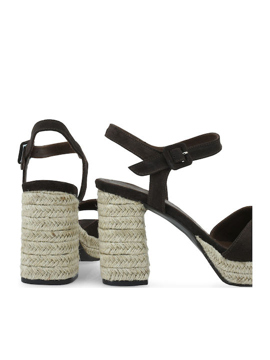 Sandale Elegante Damă De Catifea Maro