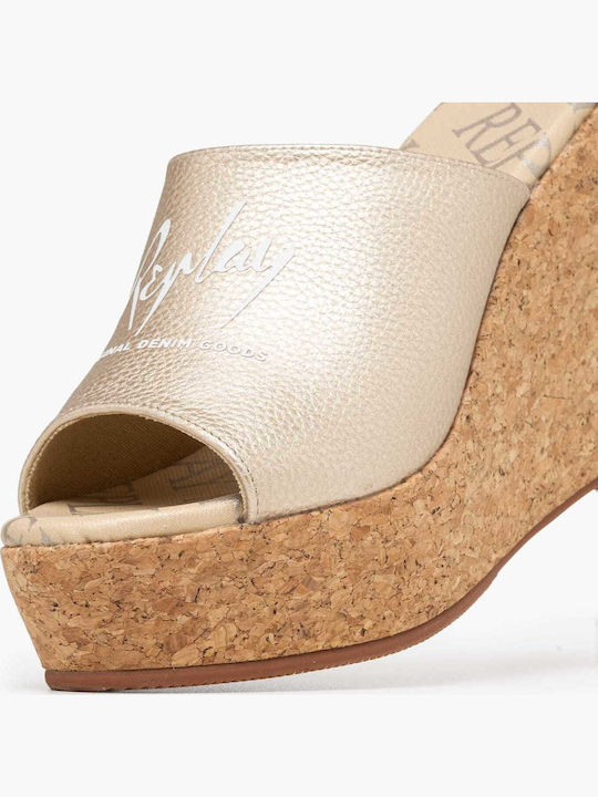 Sommer Damenplattformen im Stil Gold Pantoffeln
