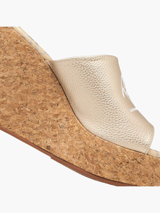 Sommer Damenplattformen im Stil Gold Pantoffeln