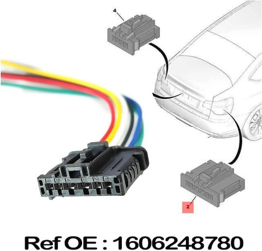 Mufă Stop Spate 6 Pini Conector Cu Fire Precablate 1606248780 Citroen Peugeot 206 207 208 301 307 308 508 1007 2008 Expert Partner
