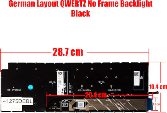 German Laptop Keyboard Dell Inspiron 7640 P132f 7645 P133f 5440 5441 P190g 5445 P185g 7440 7441 7445 P187g P186g Latitude 7455 2023-2025 Year De Without Frame Black Code 41275debl