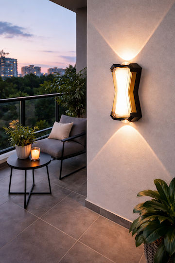 Led Wall Light Ax216 Outdoor Indoor 2 Sources X 10w Metallic Black 3000k